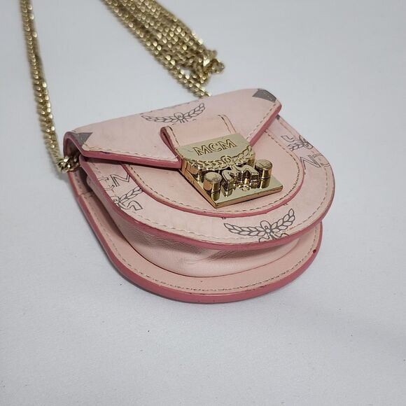 MCM Vintage Pink Visetos Mini Crossbody Chain Bag Purse Made in Korea 1990s - Picture 4 of 16